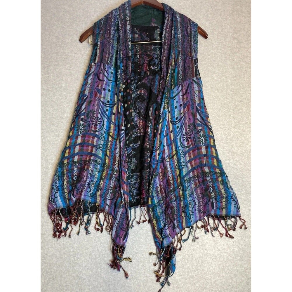 Bok W Vest Scarf Cover Boho Festival Fairy Tassel Fringe Summer Reversible